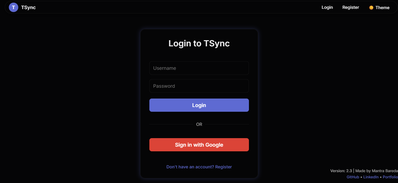 Tsync Screen 2